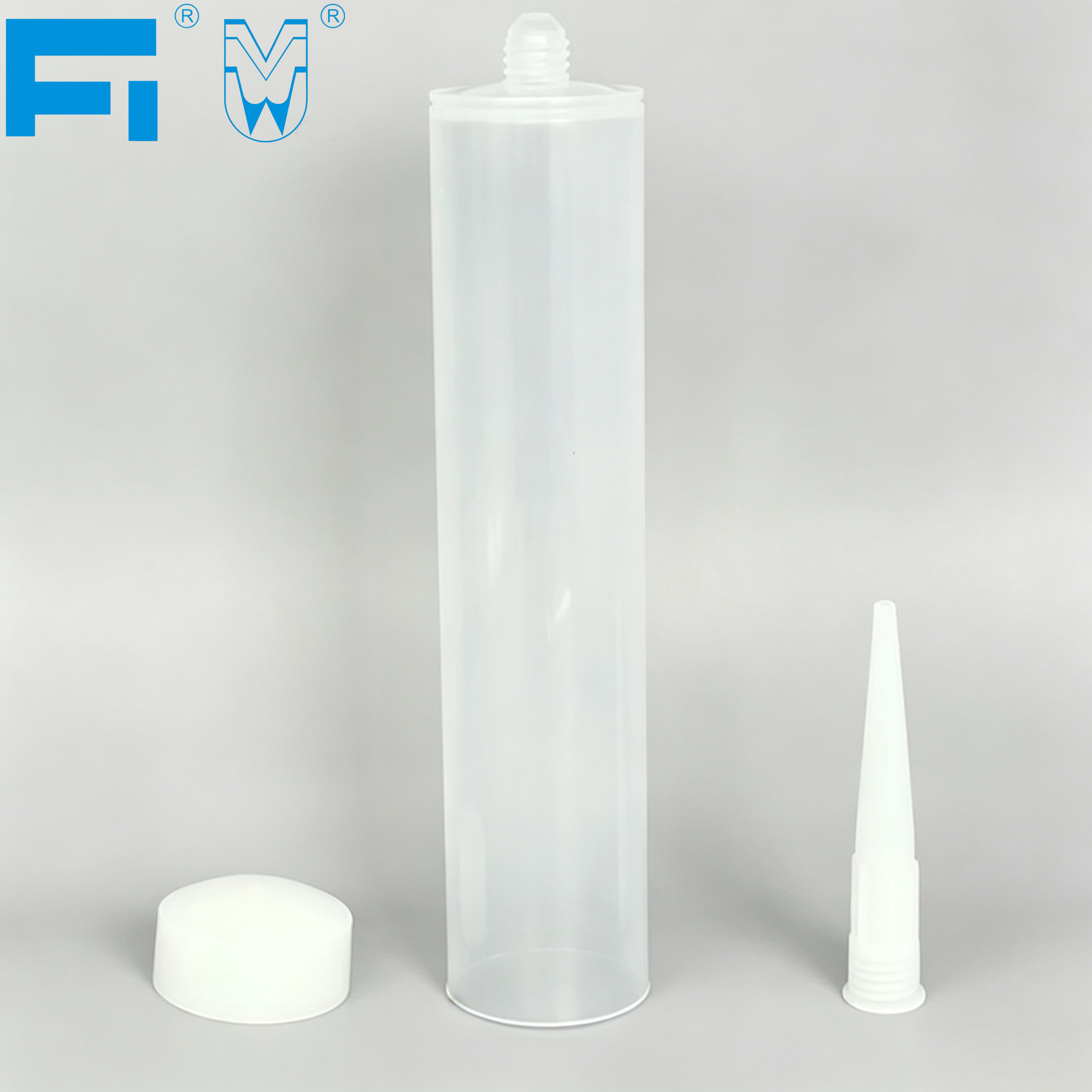 Hộp mực nhựa đóng gói trong suốt 300ml PP cấp công nghiệp để dán và hàn kín keo silicone